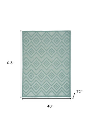 4' X 6' Aqua Indoor Outdoor Area Rug