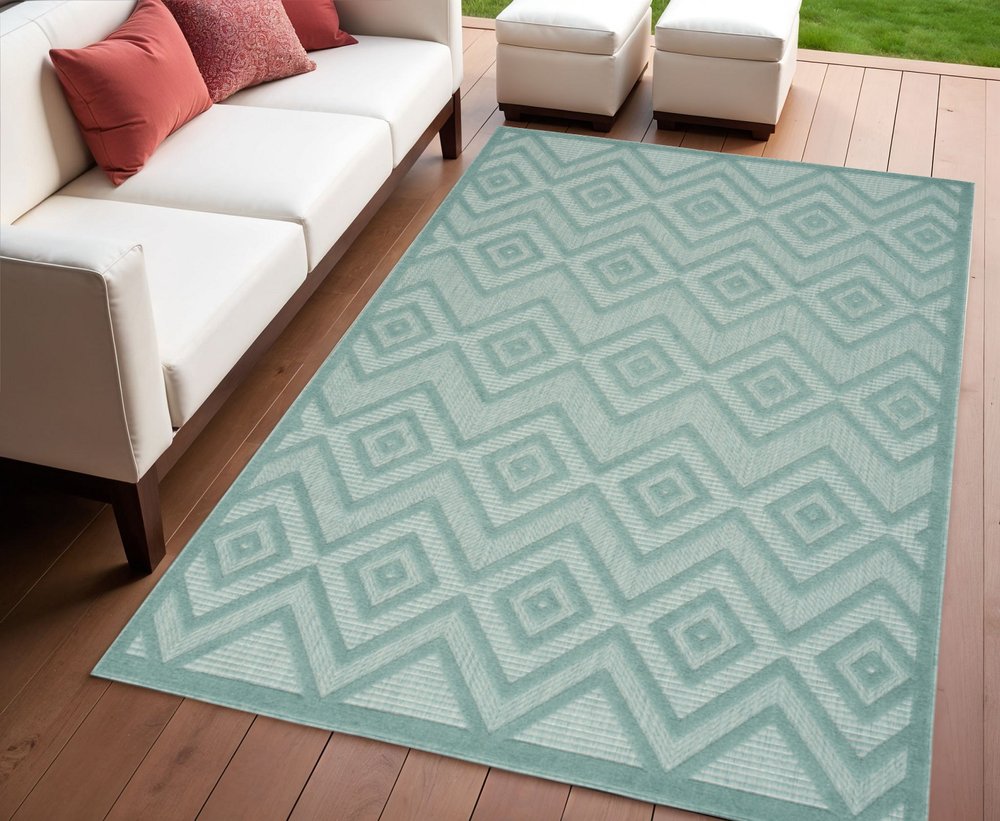 4' X 6' Aqua Indoor Outdoor Area Rug