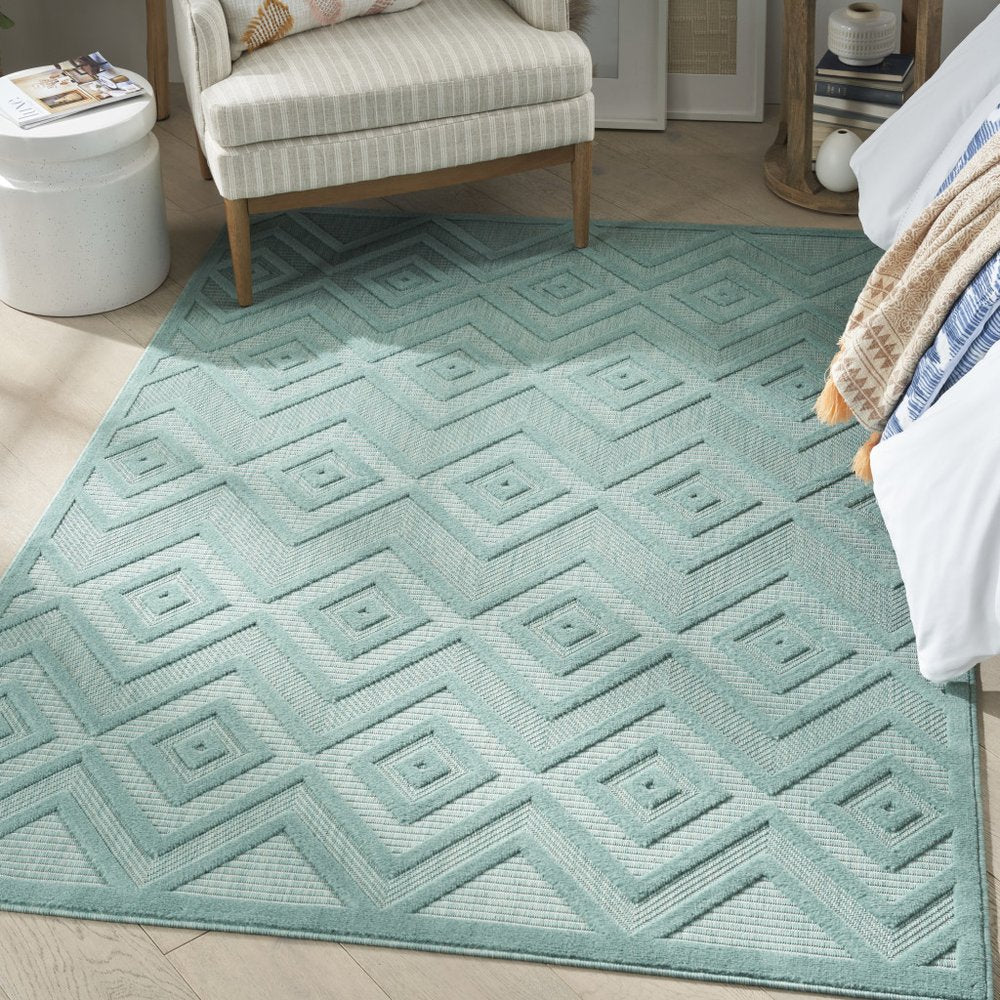 4' X 6' Aqua Indoor Outdoor Area Rug