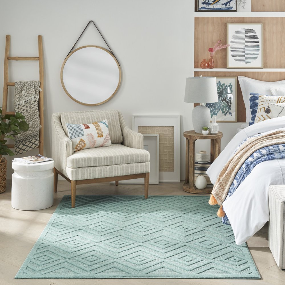 4' X 6' Aqua Indoor Outdoor Area Rug