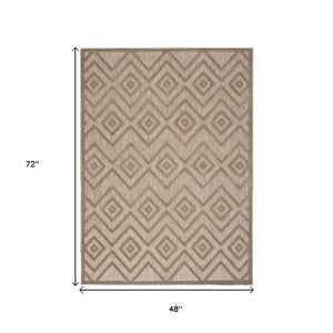 4' X 6' Beige Indoor Outdoor Area Rug