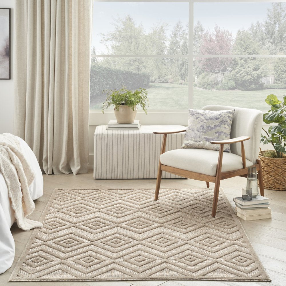 4' X 6' Beige Indoor Outdoor Area Rug
