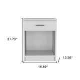 22" White Wood One Drawer Nightstand