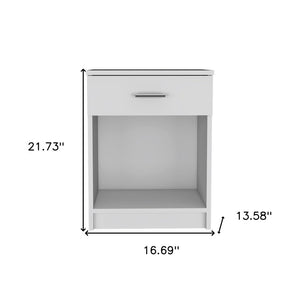 22" White Wood One Drawer Nightstand
