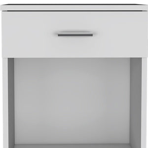 22" White Wood One Drawer Nightstand