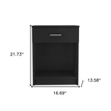 22" Black Wood One Drawer Nightstand