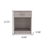 22" Light Gray Wood One Drawer Nightstand
