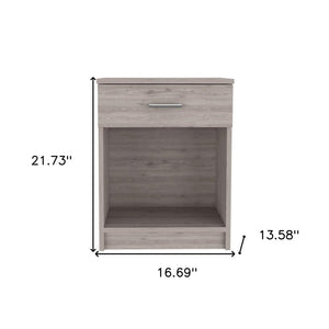 22" Light Gray Wood One Drawer Nightstand