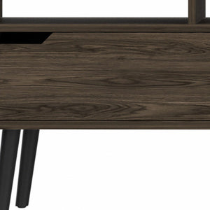 54" Dark Brown Walnut Enclosed and Open Storage TV Stand