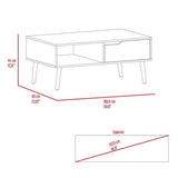 40" Brown And Black Coffee Table With Drawer And Shelf