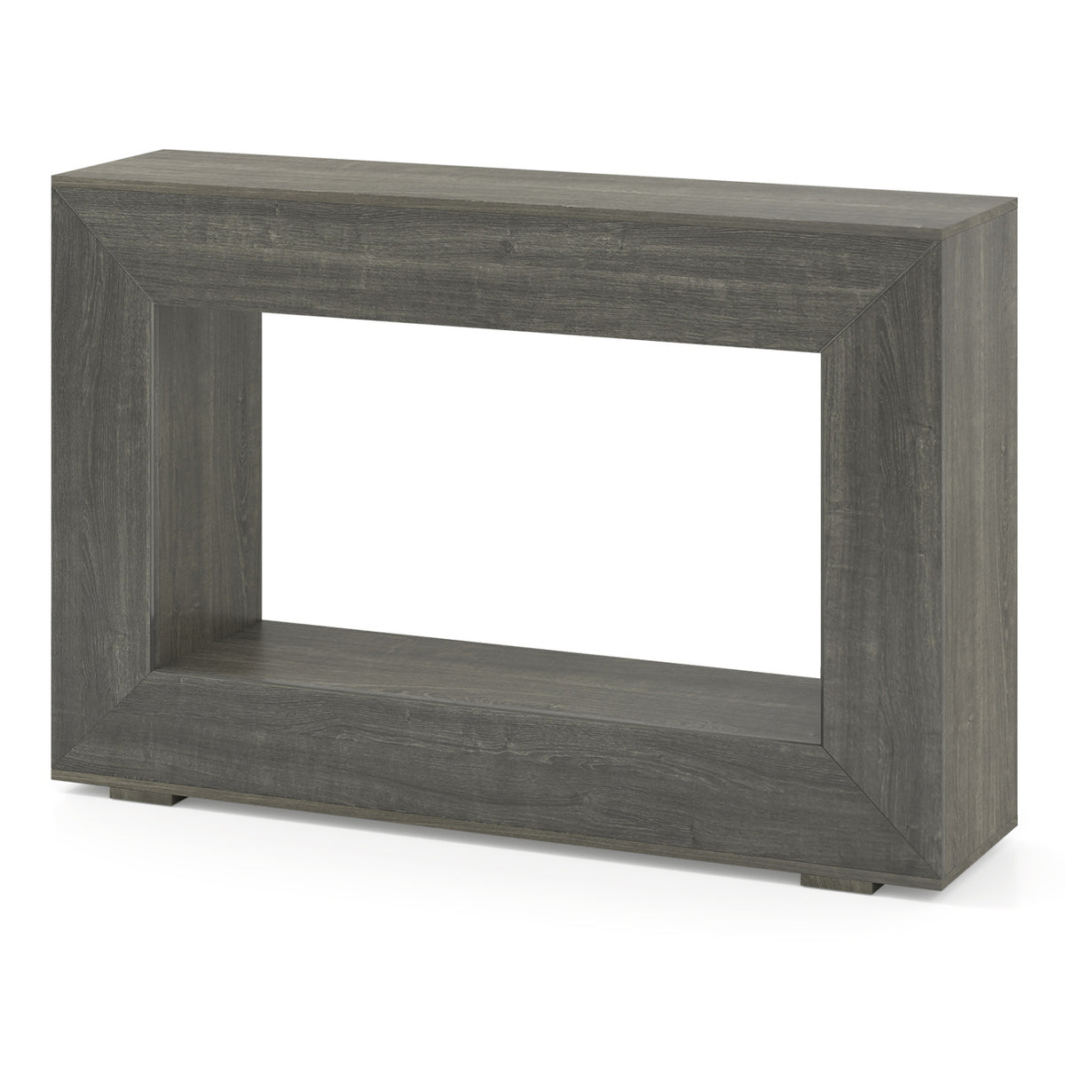 47" 2-Tier Farmhouse Console Table with Open Storage Shelf for Living Room-Oak