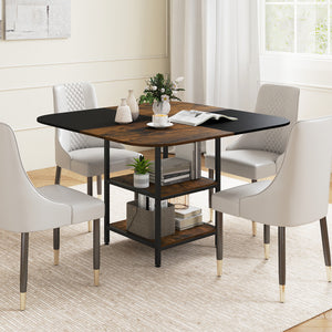 47.5 inch Modern Dining Table  Square Kitchen Table with Mix-colored Tabletop-Rustic Brown