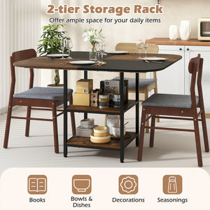 47.5 inch Modern Dining Table  Square Kitchen Table with Mix-colored Tabletop-Rustic Brown