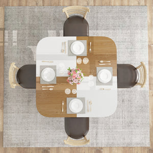 47.5 inch Modern Dining Table  Square Kitchen Table with Mix-colored Tabletop-Natural
