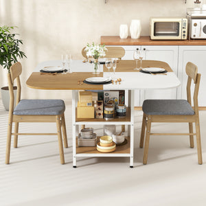 47.5 inch Modern Dining Table  Square Kitchen Table with Mix-colored Tabletop-Natural