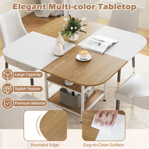 47.5 inch Modern Dining Table  Square Kitchen Table with Mix-colored Tabletop-Natural