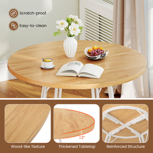 47 Inch Dining Table for 4-6 People Round Kitchen Table with Cross Base-Natural