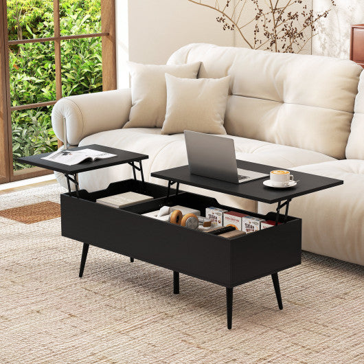 47 Inch Lift Top Coffee Table with 2 Hidden Compartments-Black