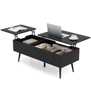 47 Inch Lift Top Coffee Table with 2 Hidden Compartments-Black