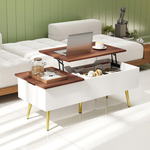 47 Inch Lift Top Coffee Table with 2 Hidden Compartments-Walnut