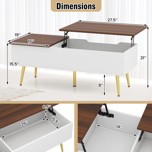 47 Inch Lift Top Coffee Table with 2 Hidden Compartments-Walnut