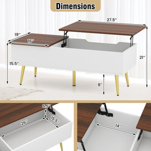 47 Inch Lift Top Coffee Table with 2 Hidden Compartments-Walnut