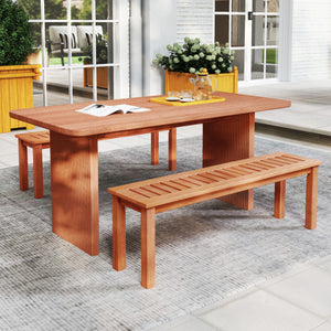 47 Inch Patio Wood Bench with Slatted Seat 2-Person