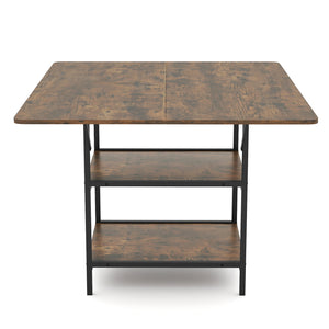47 Inch Rectangular Dining Table with 2 Open Storage Shelves and Sturdy Metal Legs for 4-6-Rustic Brown costway2