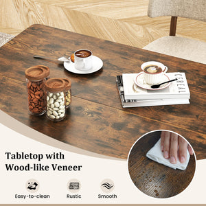 47 Inch Rectangular Dining Table with 2 Open Storage Shelves and Sturdy Metal Legs for 4-6-Rustic Brown costway2
