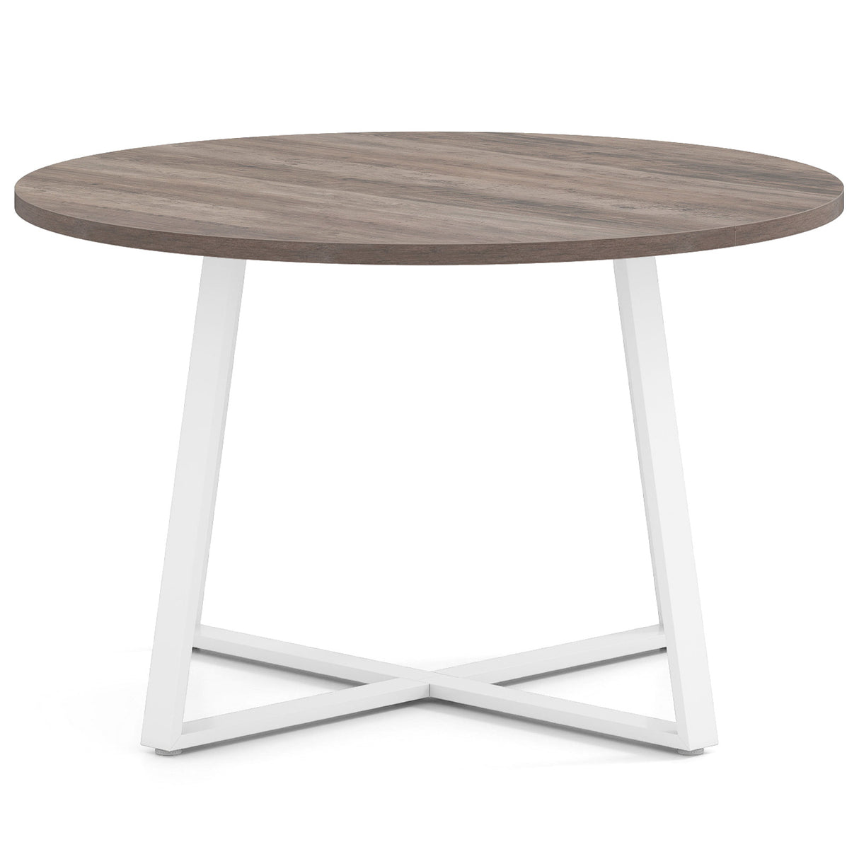 47 Inch Round Dining Table with Stable X-shaped Base and Round Thickened Tabletop-Natural