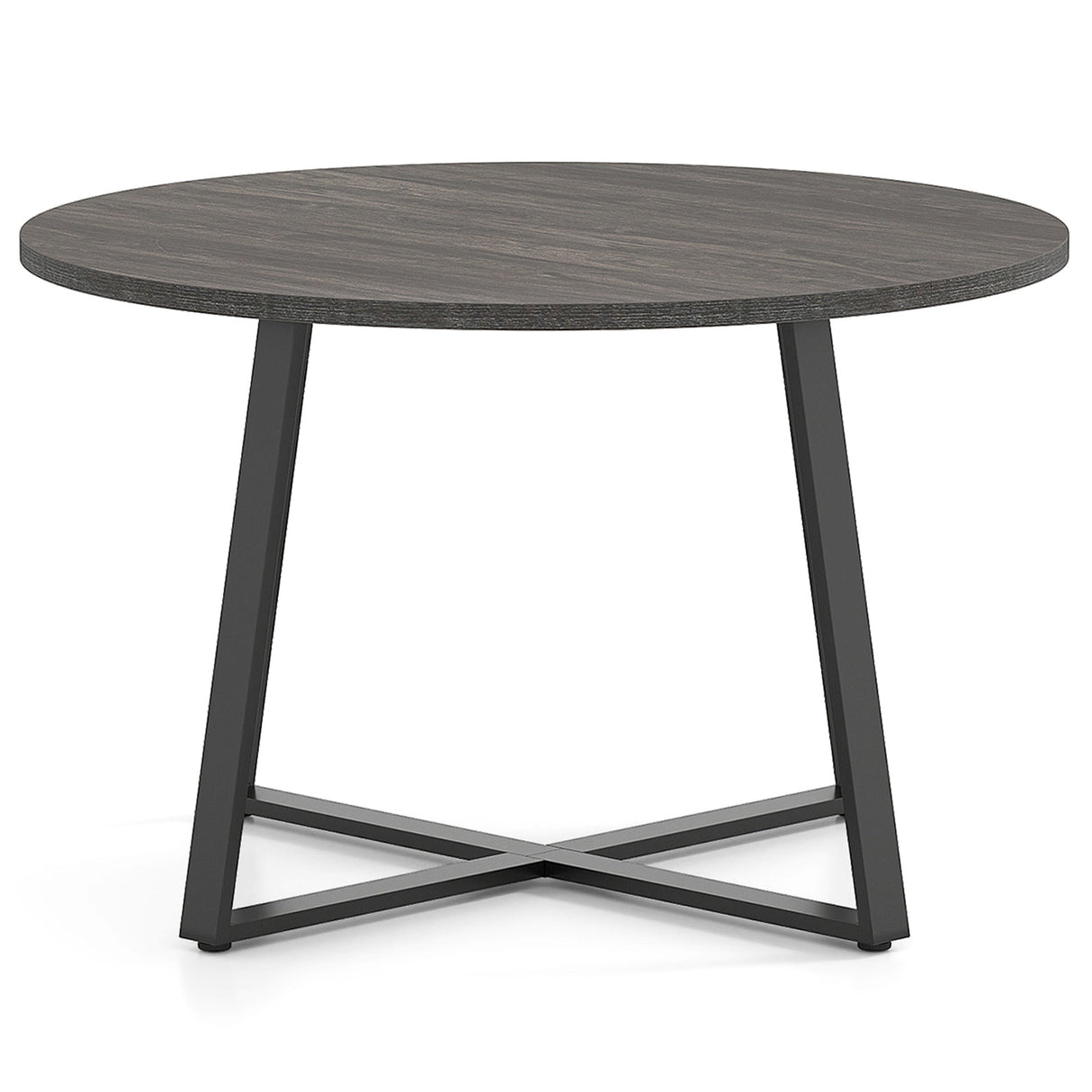 47 Inch Round Dining Table with Stable X-shaped Base and Round Thickened Tabletop-Grey