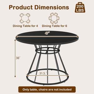 47 Inches Round Dining Table for 4 Farmhouse Kitchen Table with Wooden Tabletop-Black