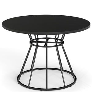 47 Inches Round Dining Table for 4 Farmhouse Kitchen Table with Wooden Tabletop-Black