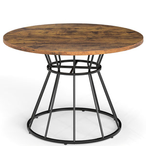 47 Inches Round Dining Table for 4 Farmhouse Kitchen Table with Wooden Tabletop-Brown