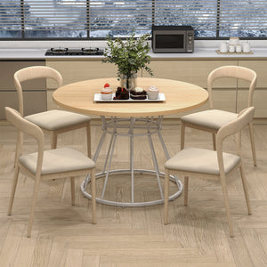 47 Inches Round Dining Table for 4 Farmhouse Kitchen Table with Wooden Tabletop-Natural