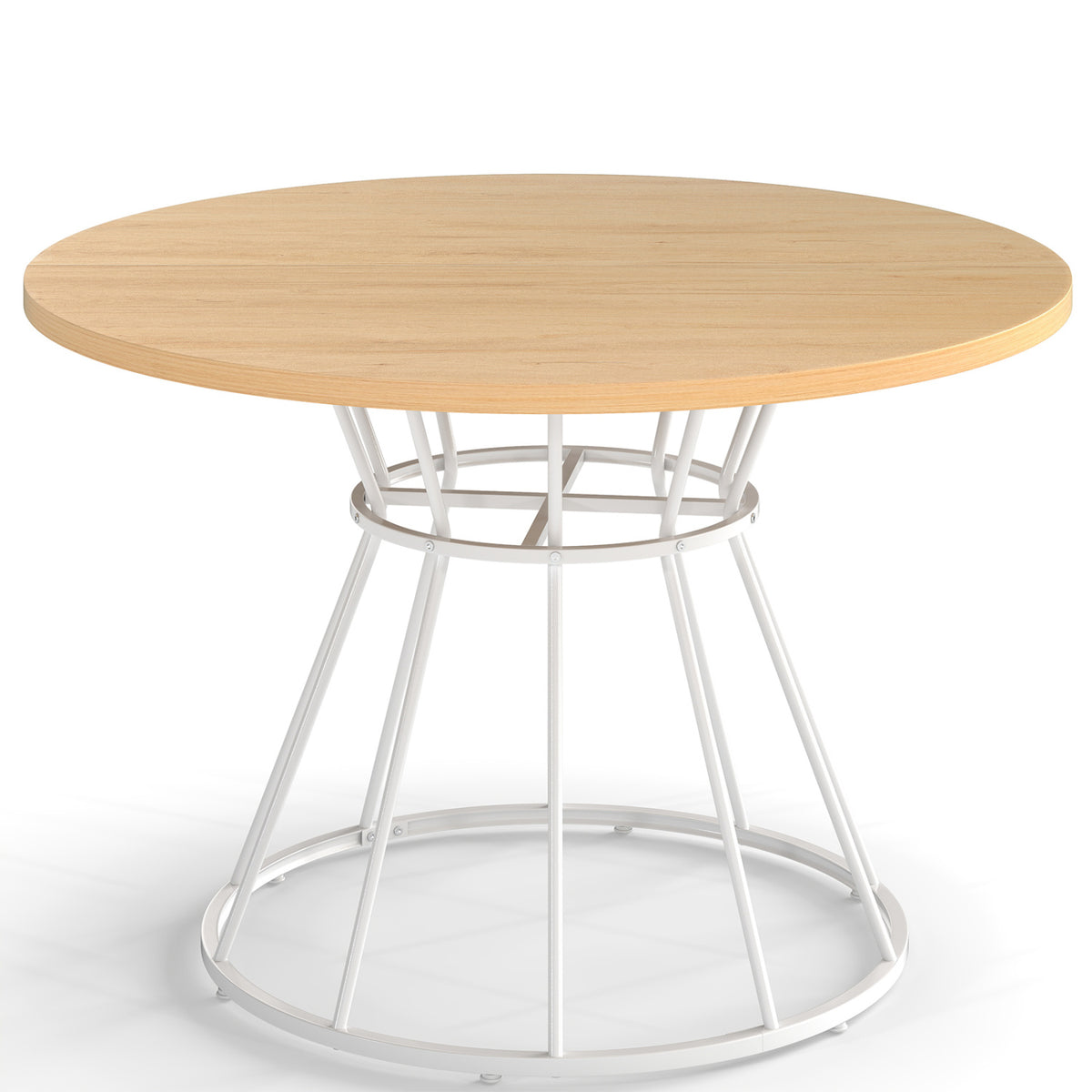 47 Inches Round Dining Table for 4 Farmhouse Kitchen Table with Wooden Tabletop-Natural