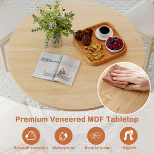 47 Inches Round Dining Table for 4 Farmhouse Kitchen Table with Wooden Tabletop-Natural