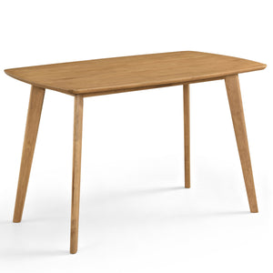47" Solid Wood Dining Table for 4 People with Rounded Edges-Natural
