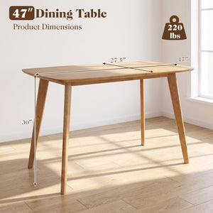 47" Solid Wood Dining Table for 4 People with Rounded Edges-Natural