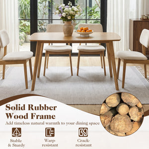 47" Solid Wood Dining Table for 4 People with Rounded Edges-Natural