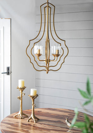 4 Light Metal Chandelier, Hanging Light Fixture With Adjustable Chain For Kitchen, Bulb Not Included - Gold by Couch.com