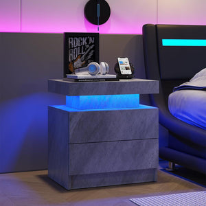 Nightstand LED, Bedside Table Cabinet With 2 Drawers For Bedroom by Couch.com