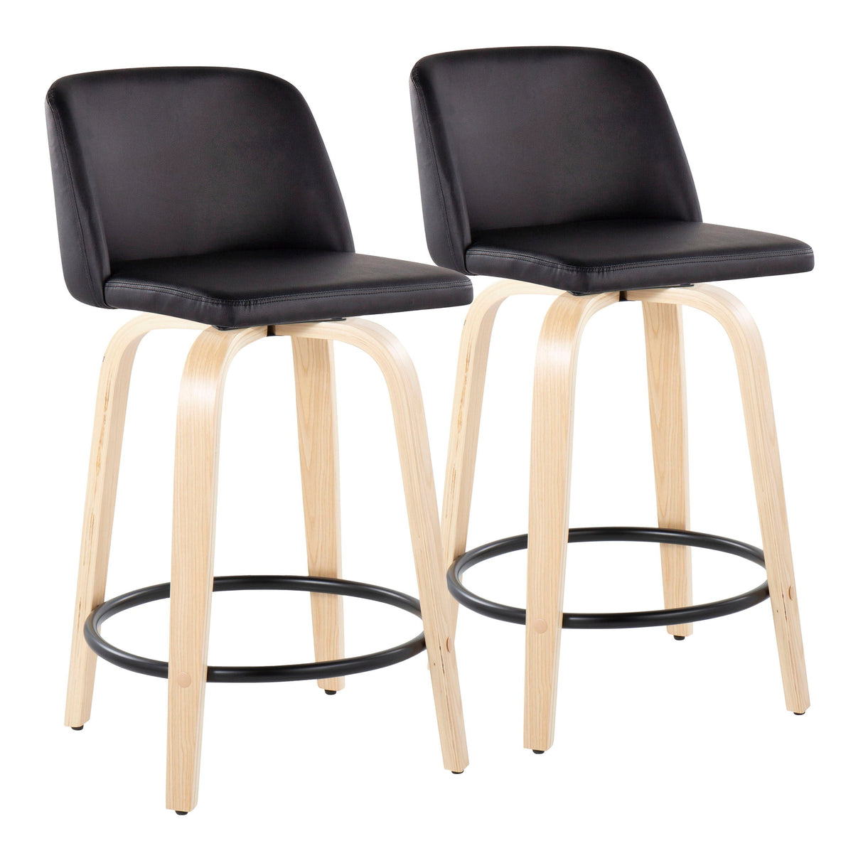 Toriano - Contemporary, Fixed Height Counter Stool With Swivel And Round Footrest (Set of 2) by Couch.com