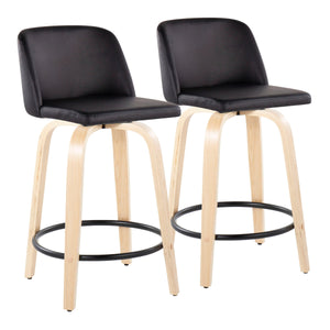 Toriano - Contemporary, Fixed Height Counter Stool With Swivel And Round Footrest (Set of 2) by Couch.com
