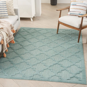 5' X 7' Aqua Indoor Outdoor Area Rug