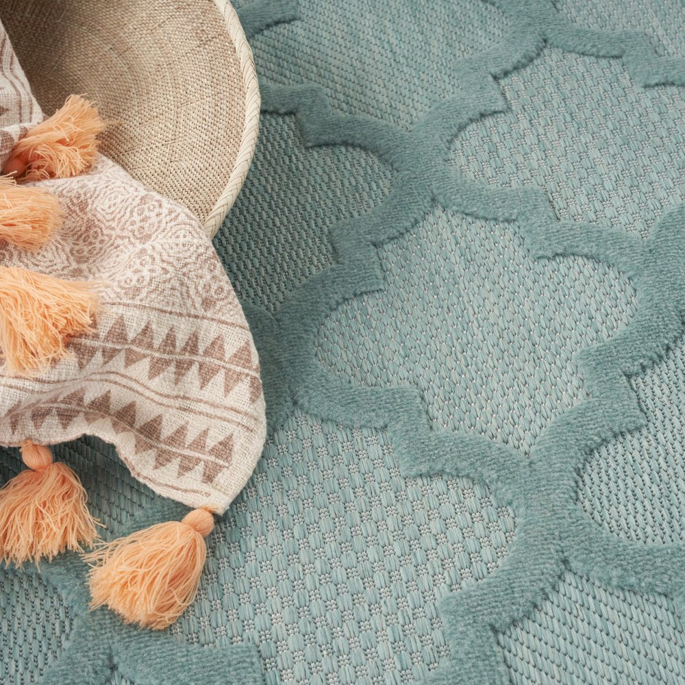 5' X 7' Aqua Indoor Outdoor Area Rug