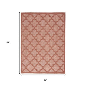 5' X 7' Coral Indoor Outdoor Area Rug