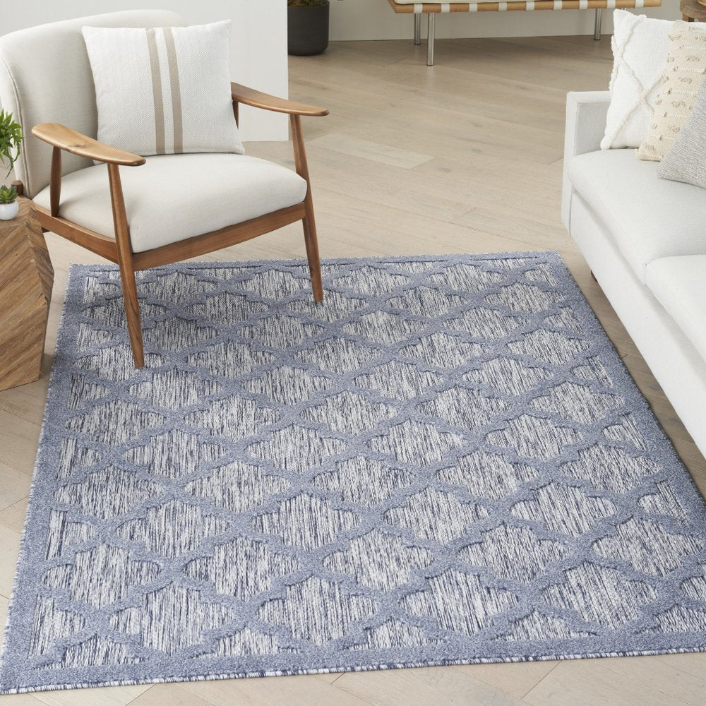 4' X 6' Denim Blue Indoor Outdoor Area Rug