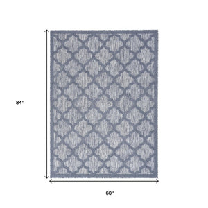 5' X 7' Denim Blue Indoor Outdoor Area Rug