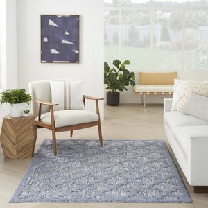 5' X 7' Denim Blue Indoor Outdoor Area Rug